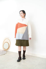 Khaki A line cut wool skirt