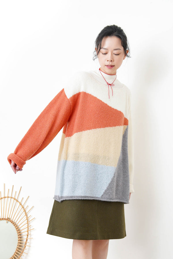 Orange palette sweater in loose cut