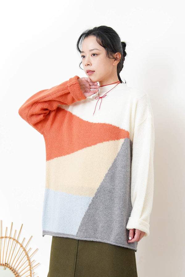 Orange palette sweater in loose cut