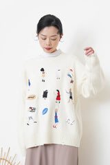 Black embroidery sweater w/ ripped details