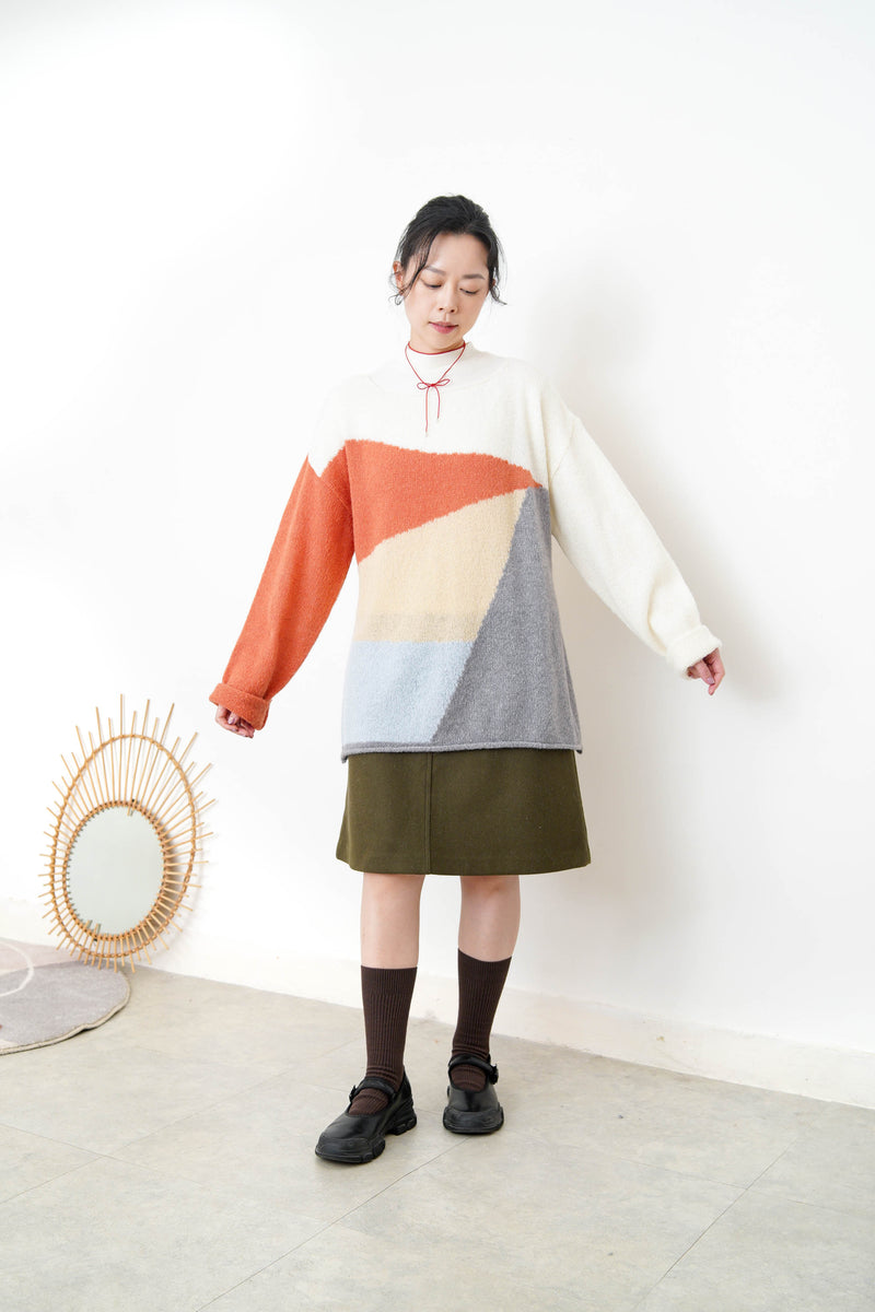 Orange palette sweater in loose cut