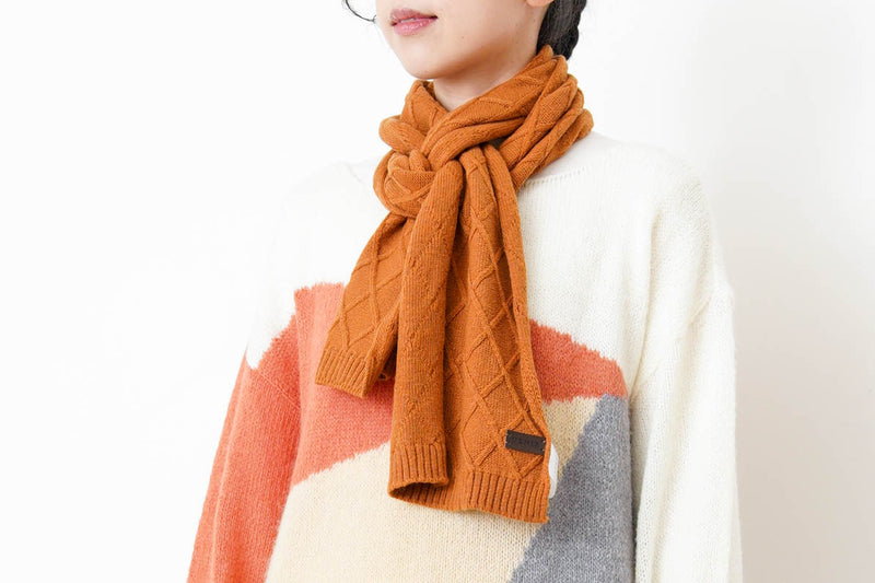 Orange Cashmere wool scarf in diamond shape