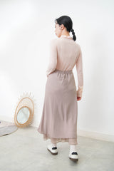 Dusty beige silky mermaid skirt in double layers