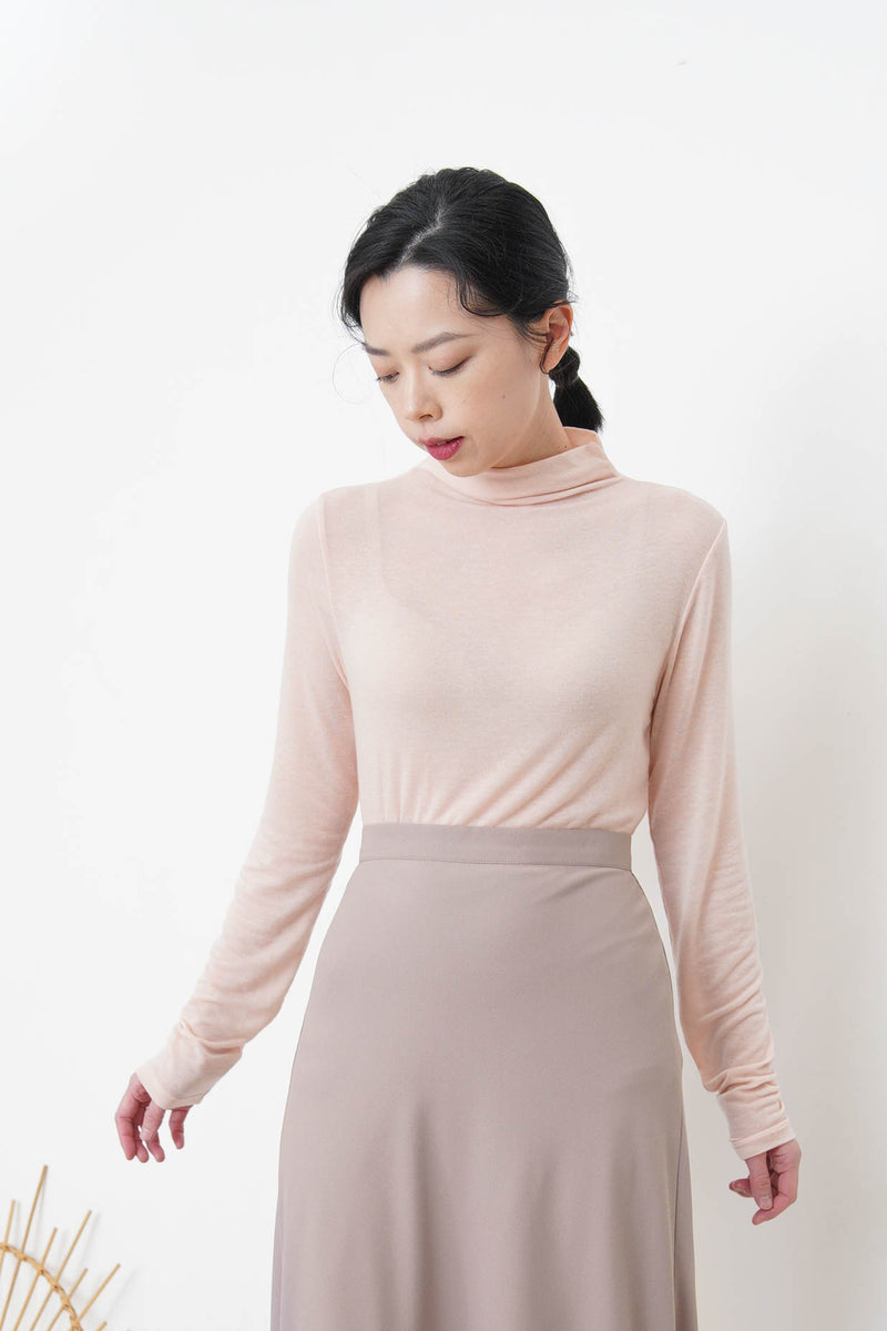 Dusty beige silky mermaid skirt in double layers