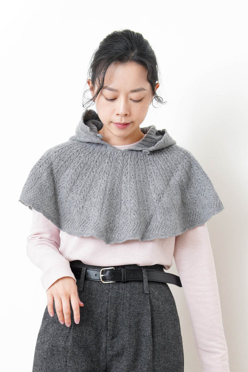 Grey wool knit cape