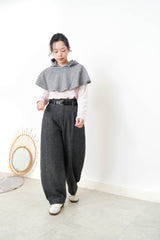 Grey wool knit cape