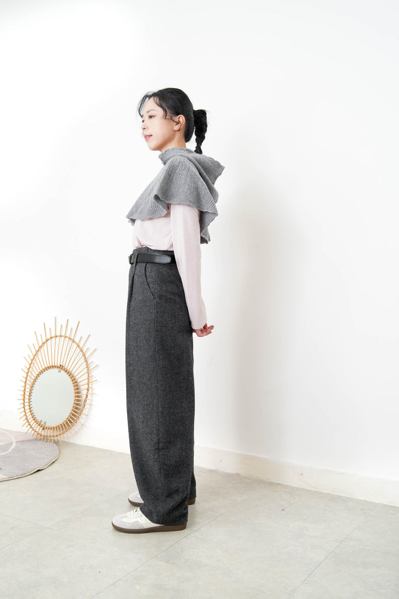 Grey wool knit cape