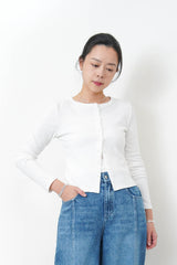 White soft cotton crop jacket in lace trimmed