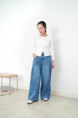 White soft cotton crop jacket in lace trimmed