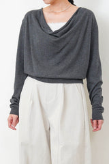 Charcoal silk soft loose collar top