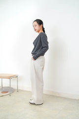 Charcoal silk soft loose collar top