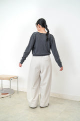 Charcoal silk soft loose collar top