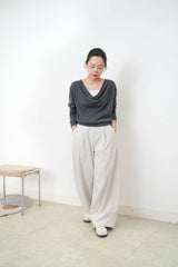 Charcoal silk soft loose collar top