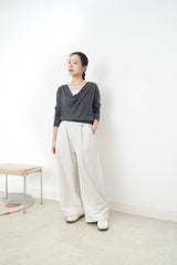 Charcoal silk soft loose collar top