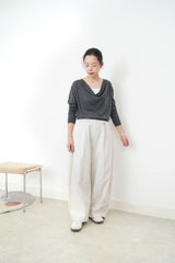 Charcoal silk soft loose collar top