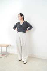 Charcoal silk soft loose collar top