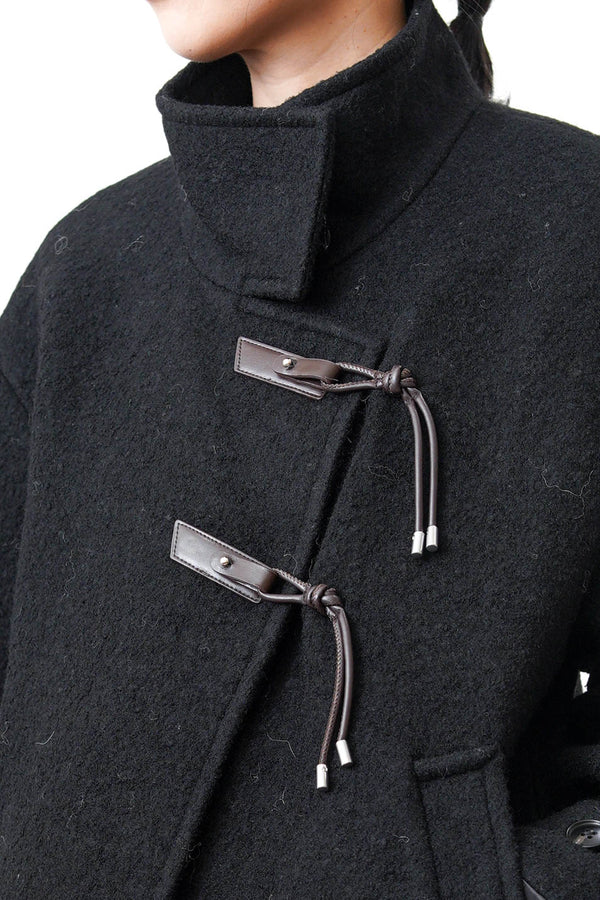 Black 100% wool jacket w/ leather buckles