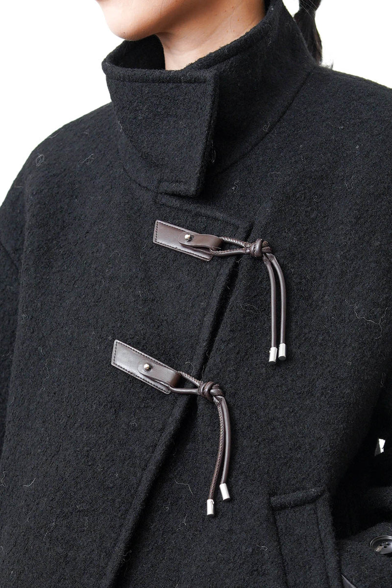 Black 100% wool jacket w/ leather buckles