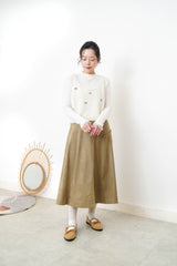 Ivory knit cami in ribbon embroidery