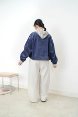Navy velvet jacket w/ string hem