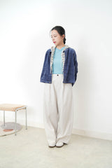 Navy velvet jacket w/ string hem