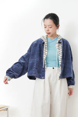 Stripy terry cloth hoodies jacket