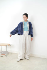 Stripy terry cloth hoodies jacket