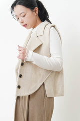 Grey wool vest in wool knit back