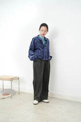Navy velvet jacket w/ string hem