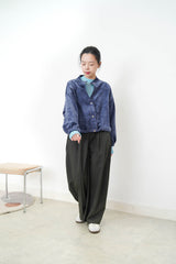 Navy velvet jacket w/ string hem