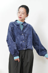 Navy velvet jacket w/ string hem