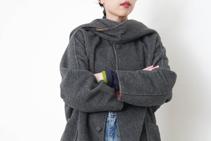 Grey 2 ways checked coat