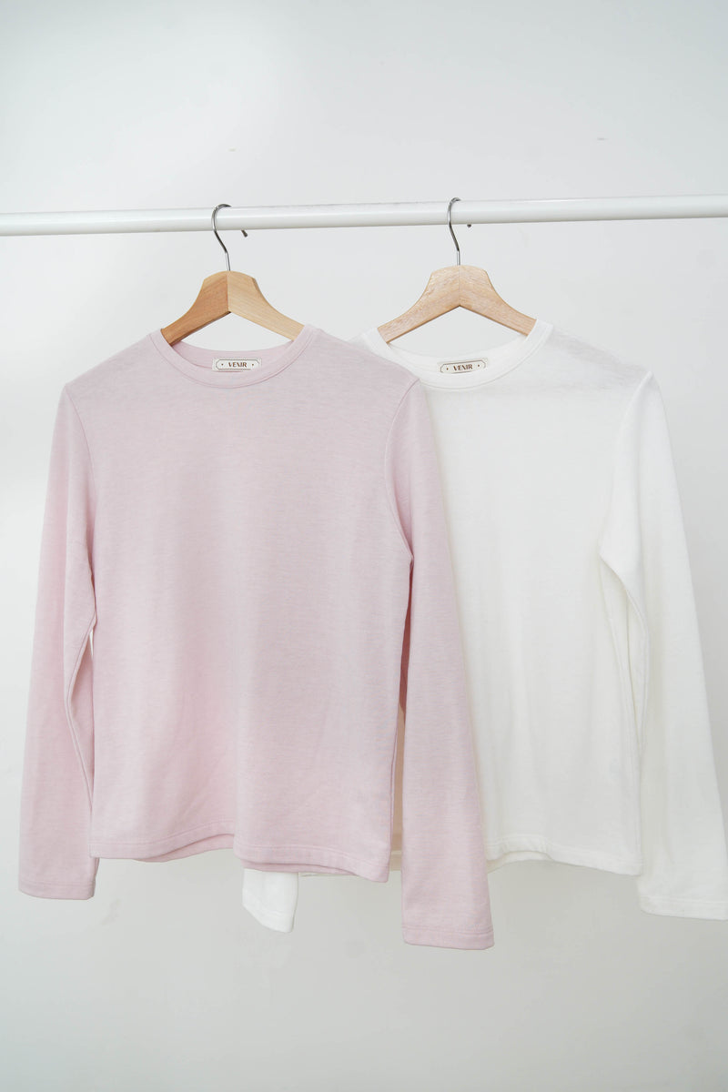 Tee top with inner fleece