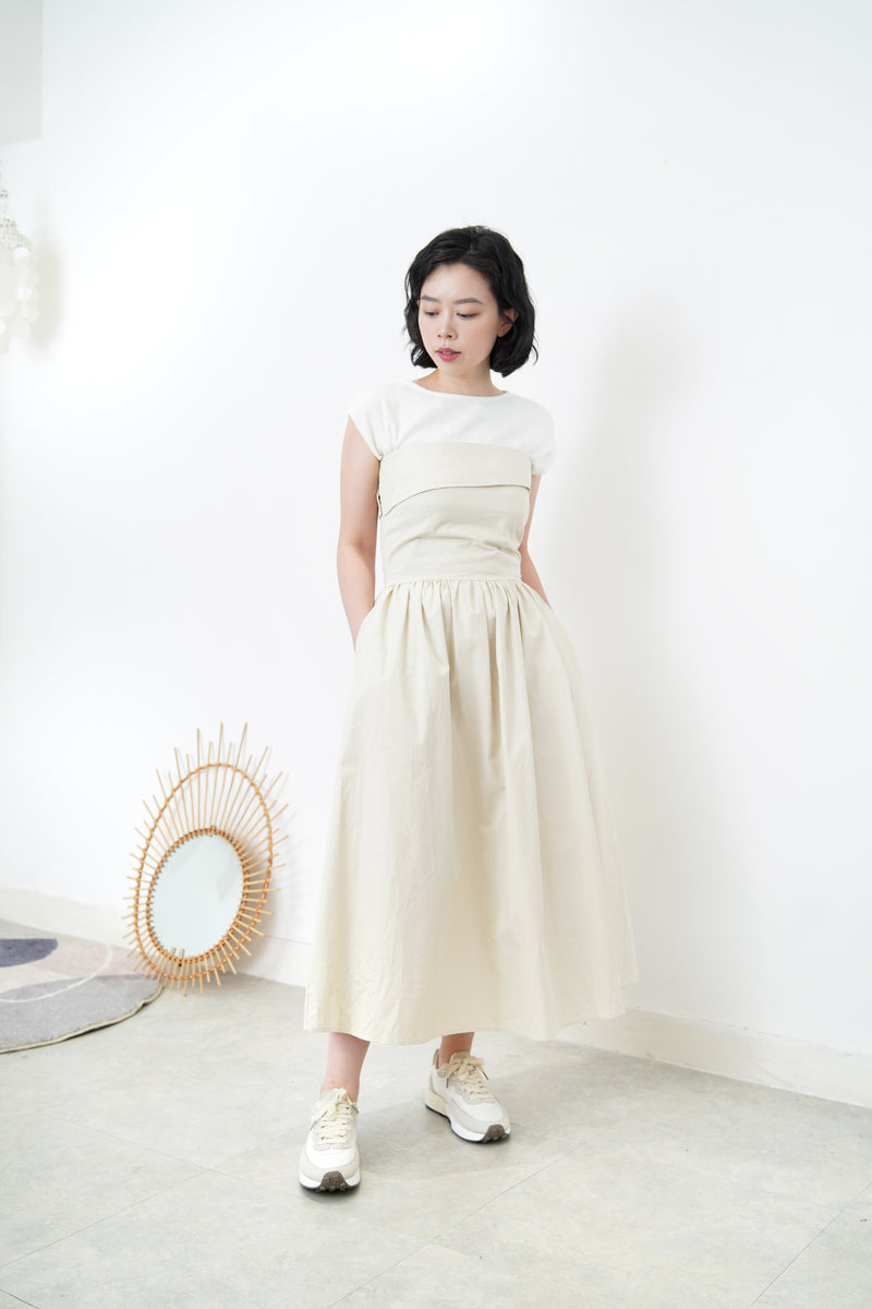Beige layer tube dress in a cut bottom
