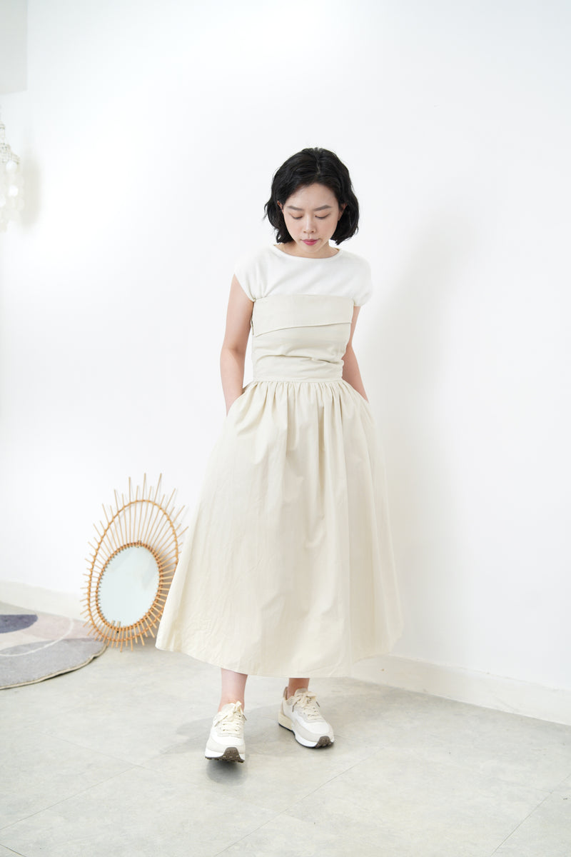 Beige layer tube dress in a cut bottom