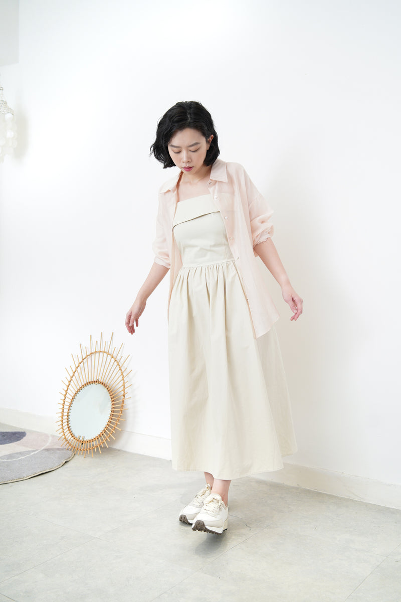 Beige layer tube dress in a cut bottom