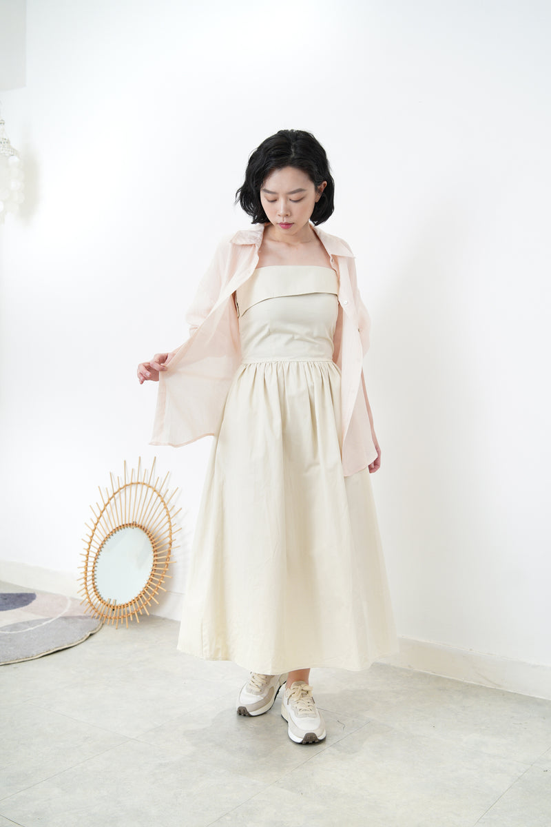 Beige layer tube dress in a cut bottom