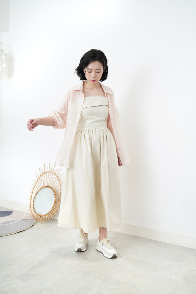 Beige layer tube dress in a cut bottom
