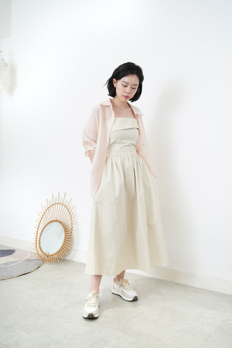 Beige layer tube dress in a cut bottom