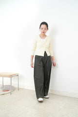 Yellow soft cotton crop jacket in lace trimmed