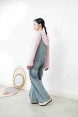 Baby pink stripes cardigan w/ hoodies