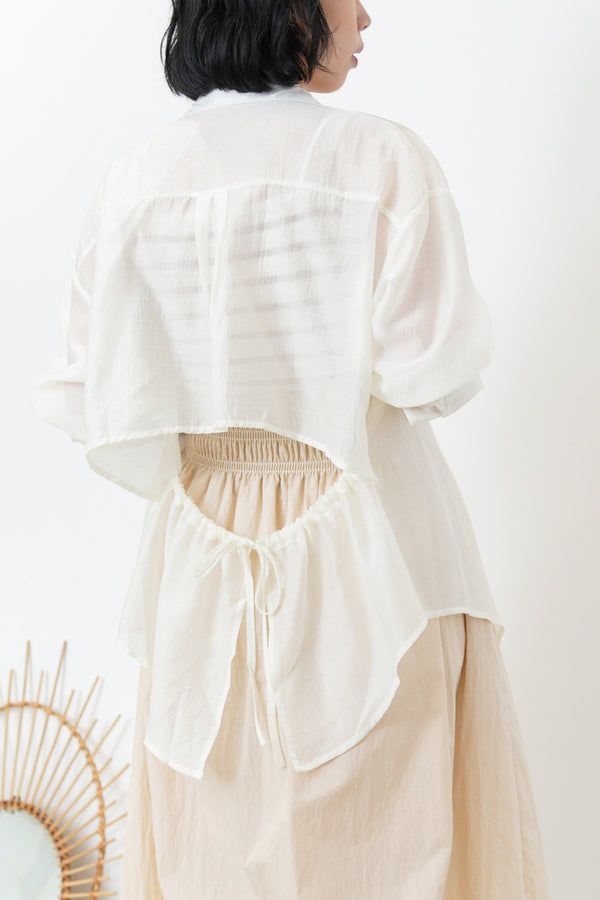 Sheer shirt in detail open back w/ cami set