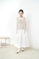 Oatmeal Beige knit vest w/ ripped hem