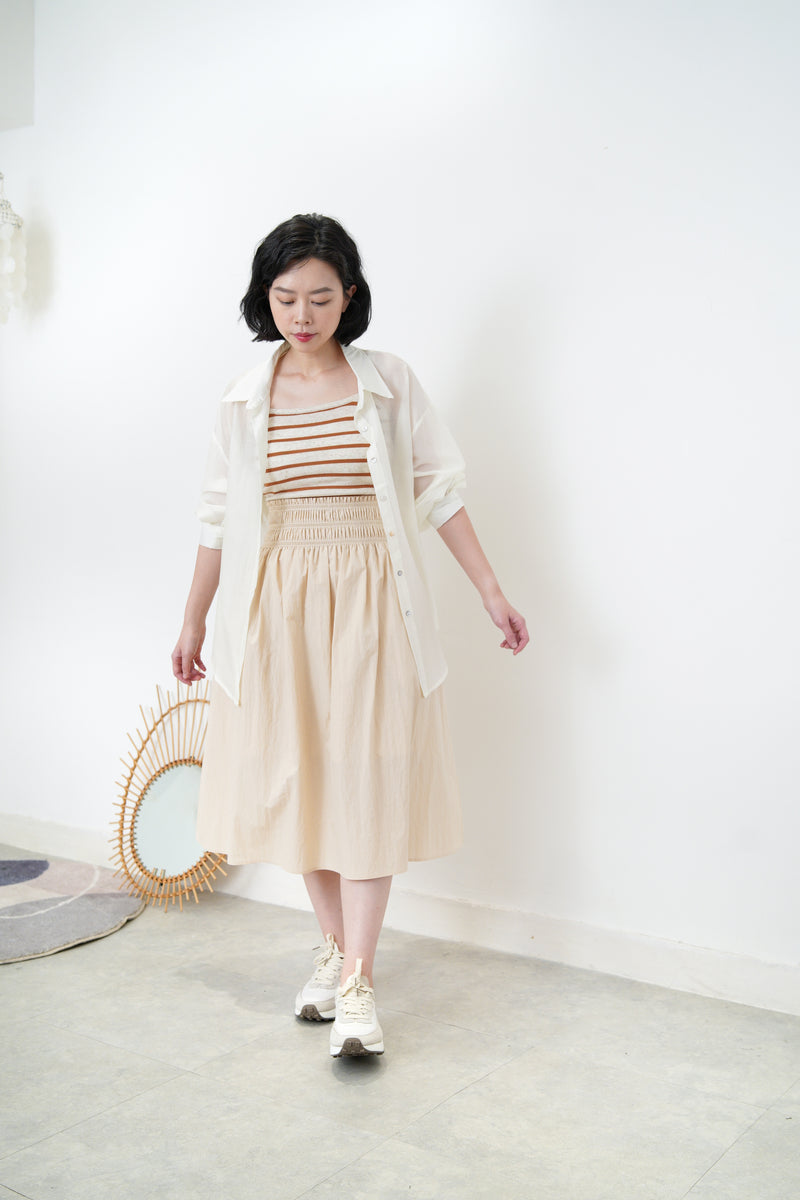 Pastel peach skirt w/ detail elastic waist