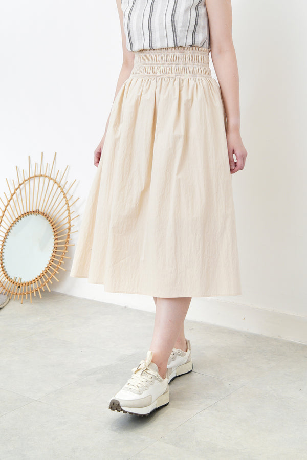 Pastel peach skirt w/ detail elastic waist