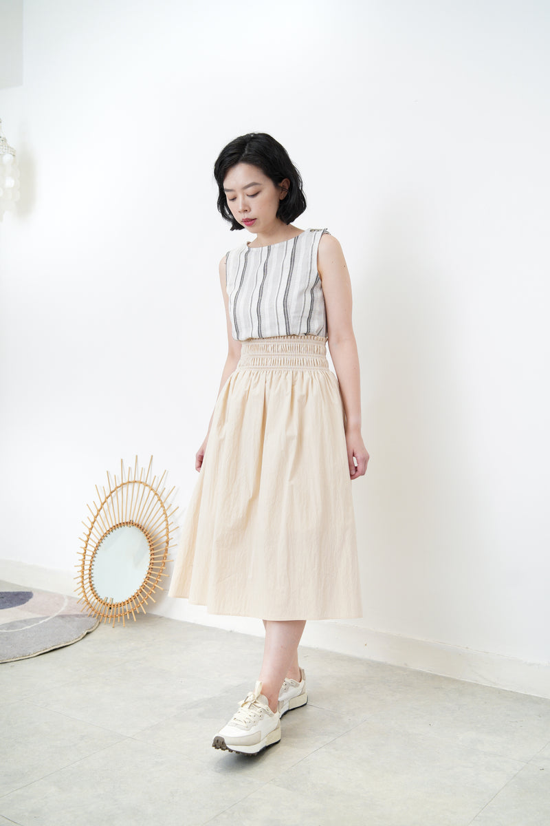 Grey stripes linen vest