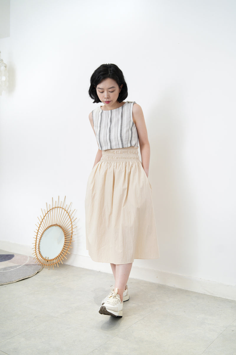 Grey stripes linen vest