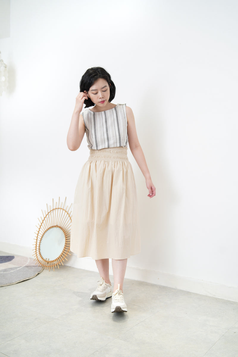 Grey stripes linen vest