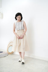 Grey stripes linen vest