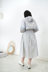 Patchwork windbreaker w/ attachable sleeves